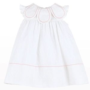 Luli & Me White Embroidered Baby Dress With Pink Bow